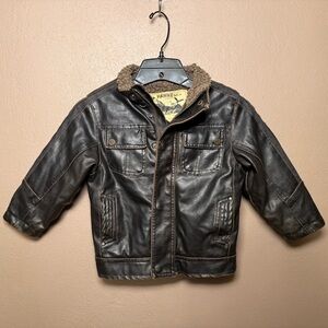 Hawke & Co Kids Motorcycle Bomber Faux Leather Jacket Size 3T Rugged Outdoor